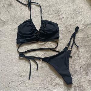 Black Matching Tie Bikini